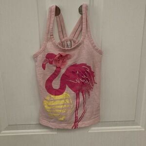 ☀️🦩☀️Old Navy Pink and Yellow Flamingo Kids Tank Top
